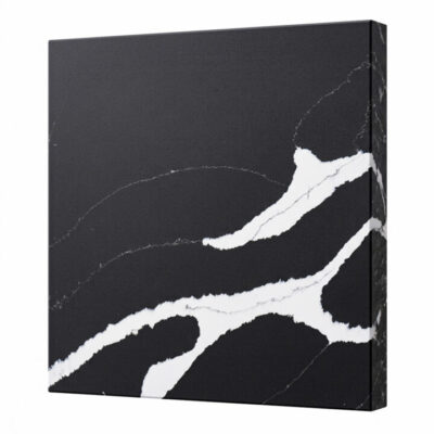 Plateau de cuisine en quartz noir veiné blanc, réf. 102610 – EDS Sénégal