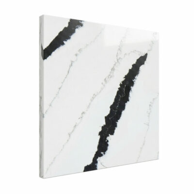 Plateau de cuisine en quartz blanc veiné noir, réf. 102613 – EDS Sénégal