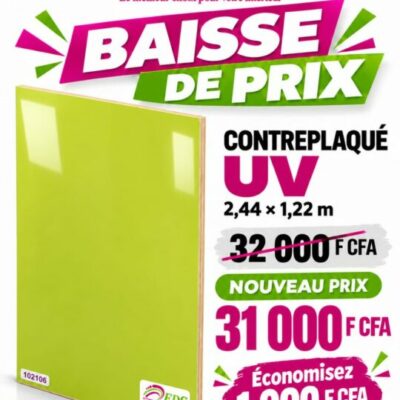 Promo Contreplaqué UV 102106 vert anis : 31 000 F CFA au lieu de 32 000 F CFA – EDS