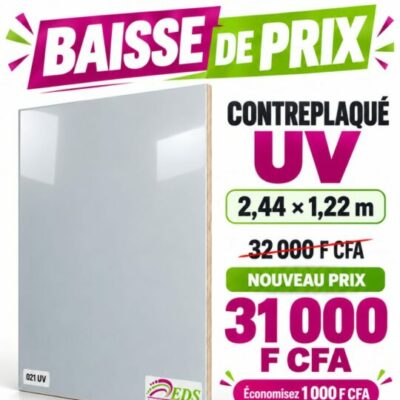 Promo Contreplaqué UV 021 gris clair : 31 000 F CFA au lieu de 32 000 F CFA – EDS