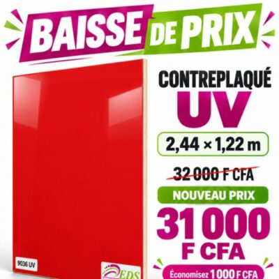 Promo Contreplaqué UV 9036 rouge : 31 000 F CFA au lieu de 32 000 F CFA – EDS