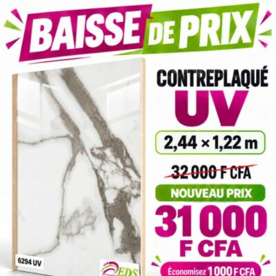Promo Contreplaqué UV 6294 marbre blanc : 31 000 F CFA au lieu de 32 000 F CFA – EDS