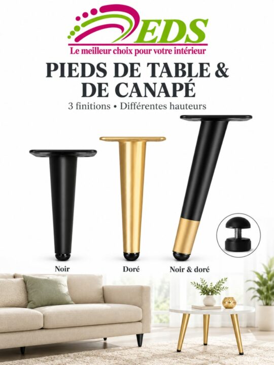 Pieds de table et de canapé – noir, doré ou noir et doré – vue 2 – EDS Sénégal