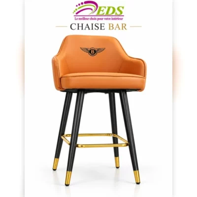 Chaise de bar fauteuil orange pieds noir et or – EDS Sénégal