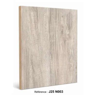 Contreplaqué mélaminé référence J25 N003, décor bois gris taupe – EDS Sénégal