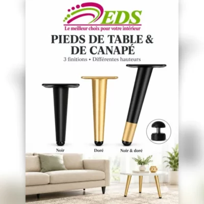 Pieds de table et de canapé – noir, doré ou noir et doré – EDS Sénégal