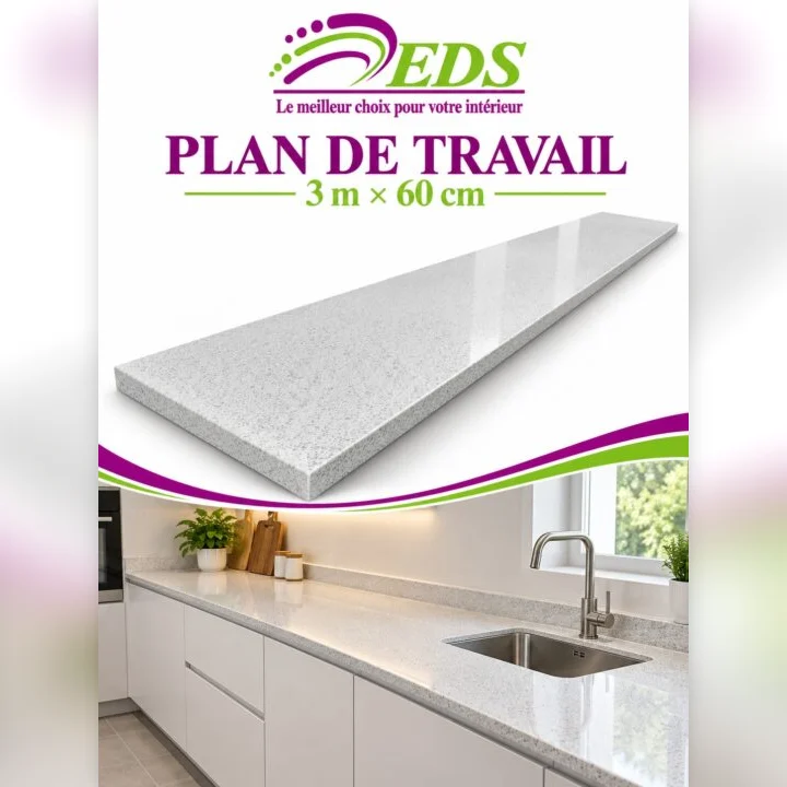 Plan de travail granit gris clair 3 m x 60 cm – EDS Sénégal