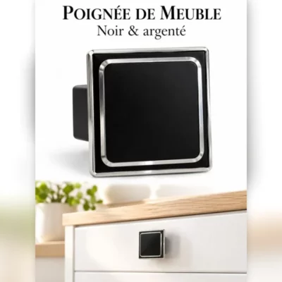 Poignée de meuble carrée noir et argenté – EDS Sénégal