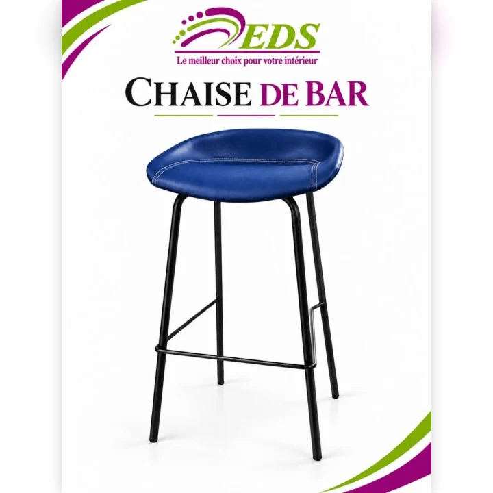 Tabouret de bar coque similicuir bleu – EDS Sénégal