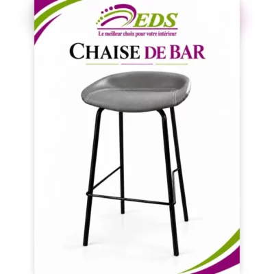 Tabouret de bar coque similicuir gris – EDS Sénégal